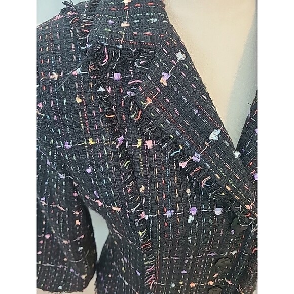 Carole Little Silk Blend Boucle Fringe Blazer Jacket Womens Petite S Career Vtg - Picture 6 of 13